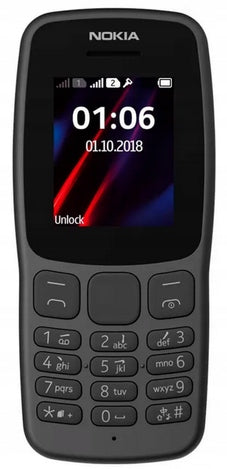 Mobile phone Nokia 106 2018 4 MB / 4 MB 2G 3G black Charger included yes