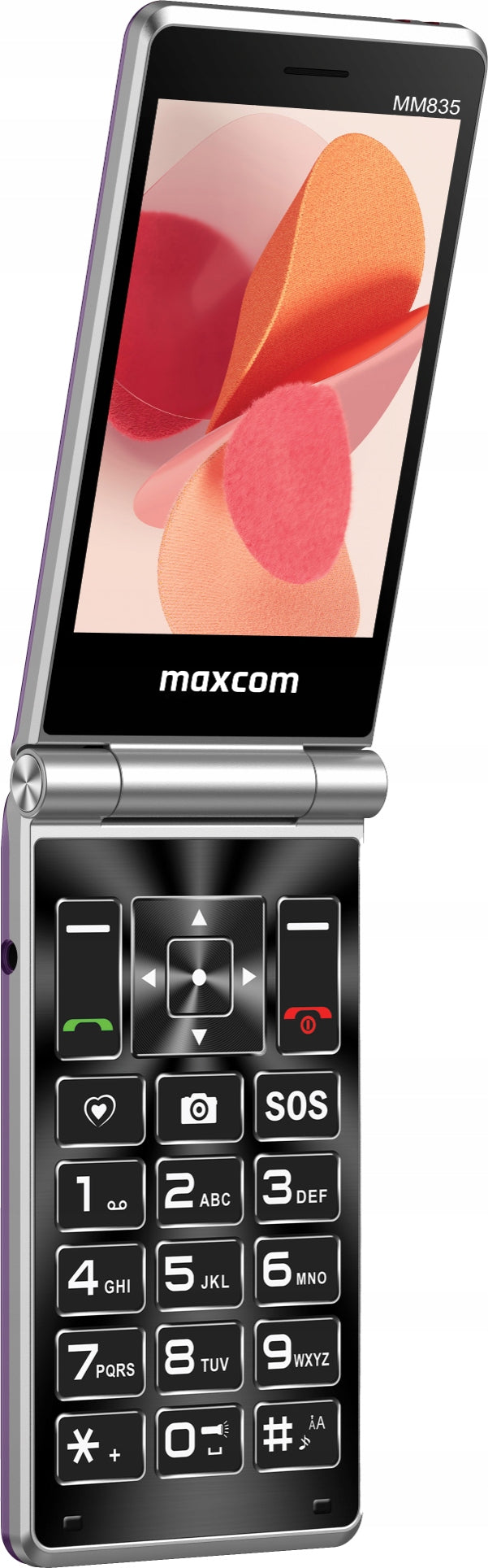 Mobile phone with flap MAXCOM Comfort MM835 L 4G Purple SOS Button