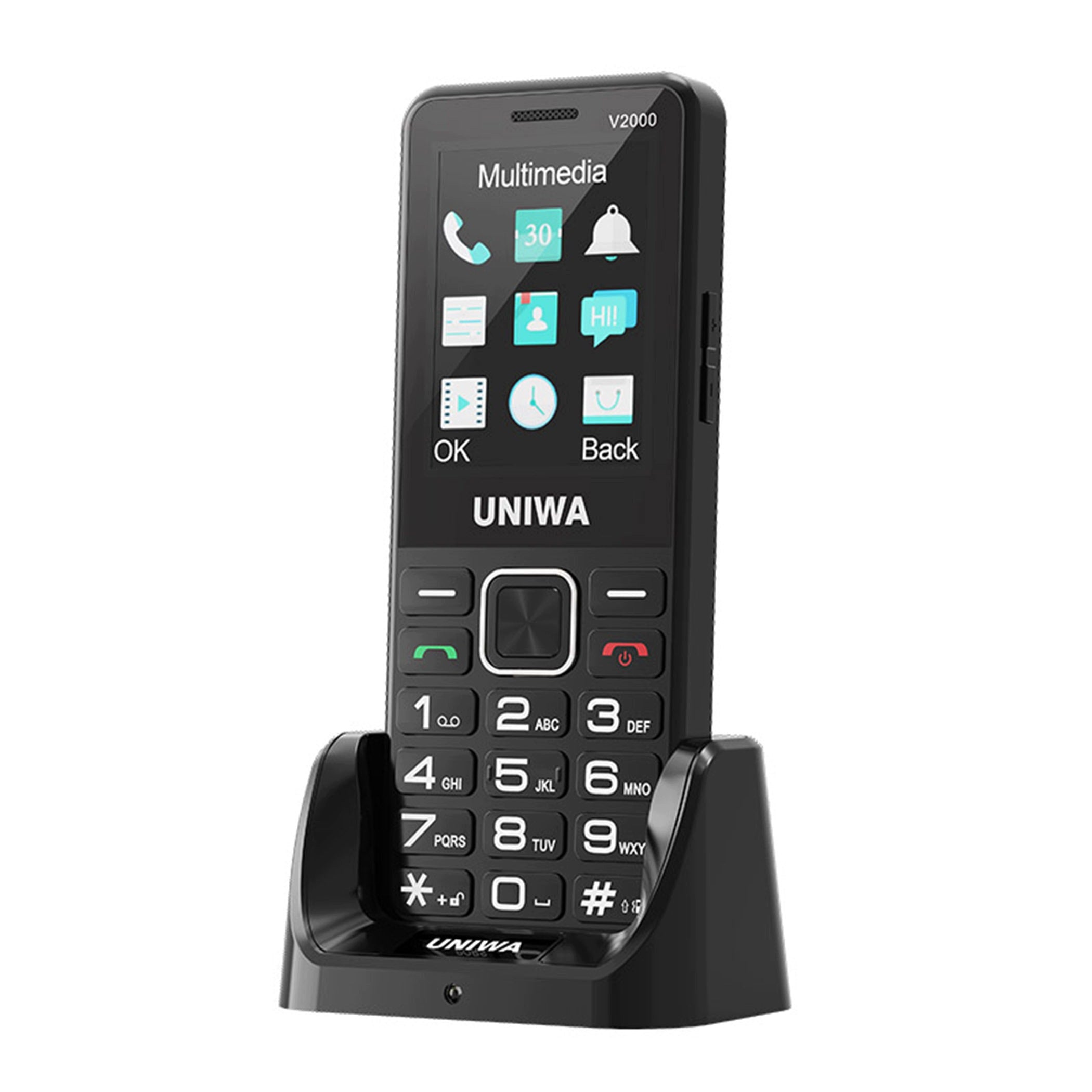 Mobile senior phone Uniwa V2000 48 MB / 128 MB 4G (LTE) black
