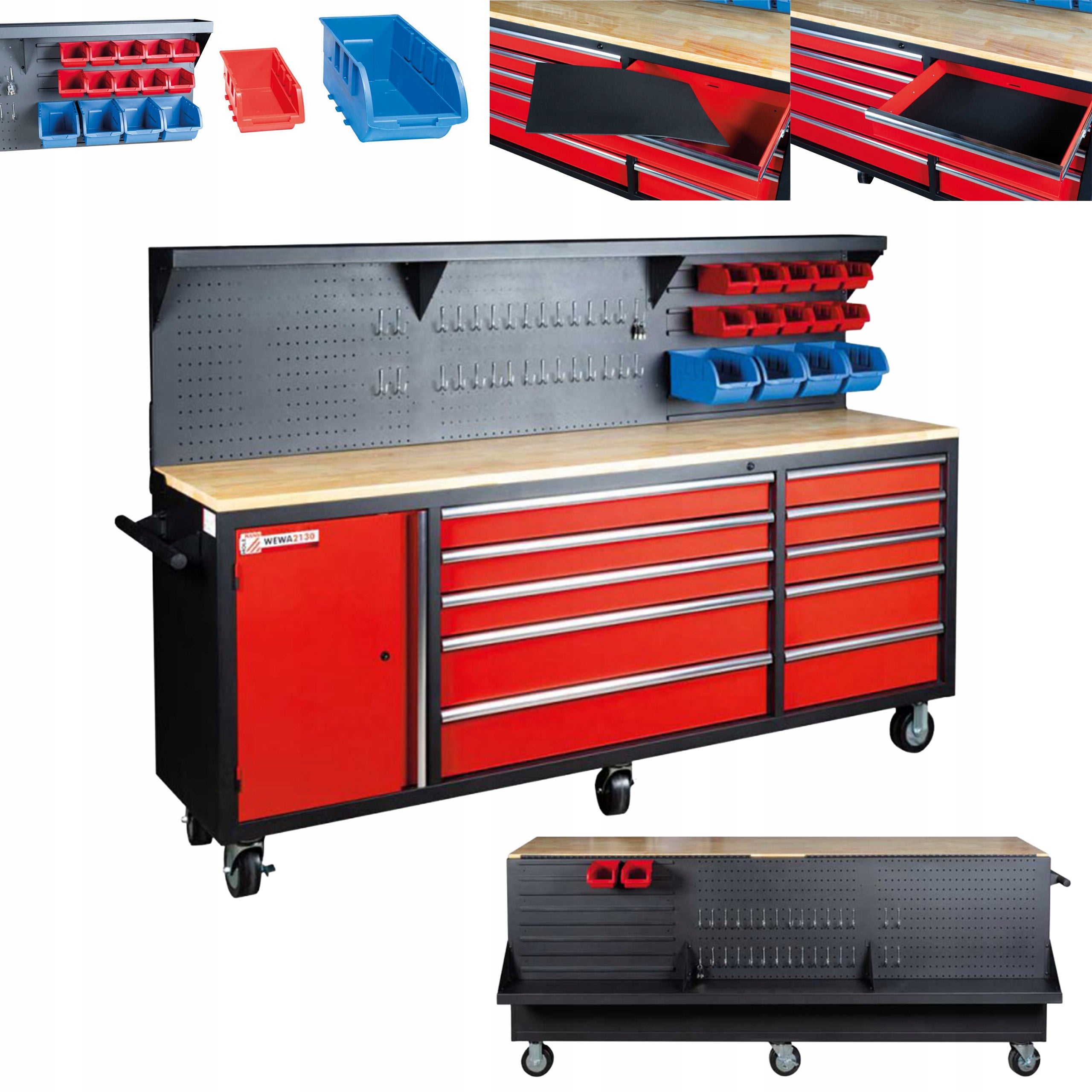 Mobile workbench assembly tool board workshop cabinet