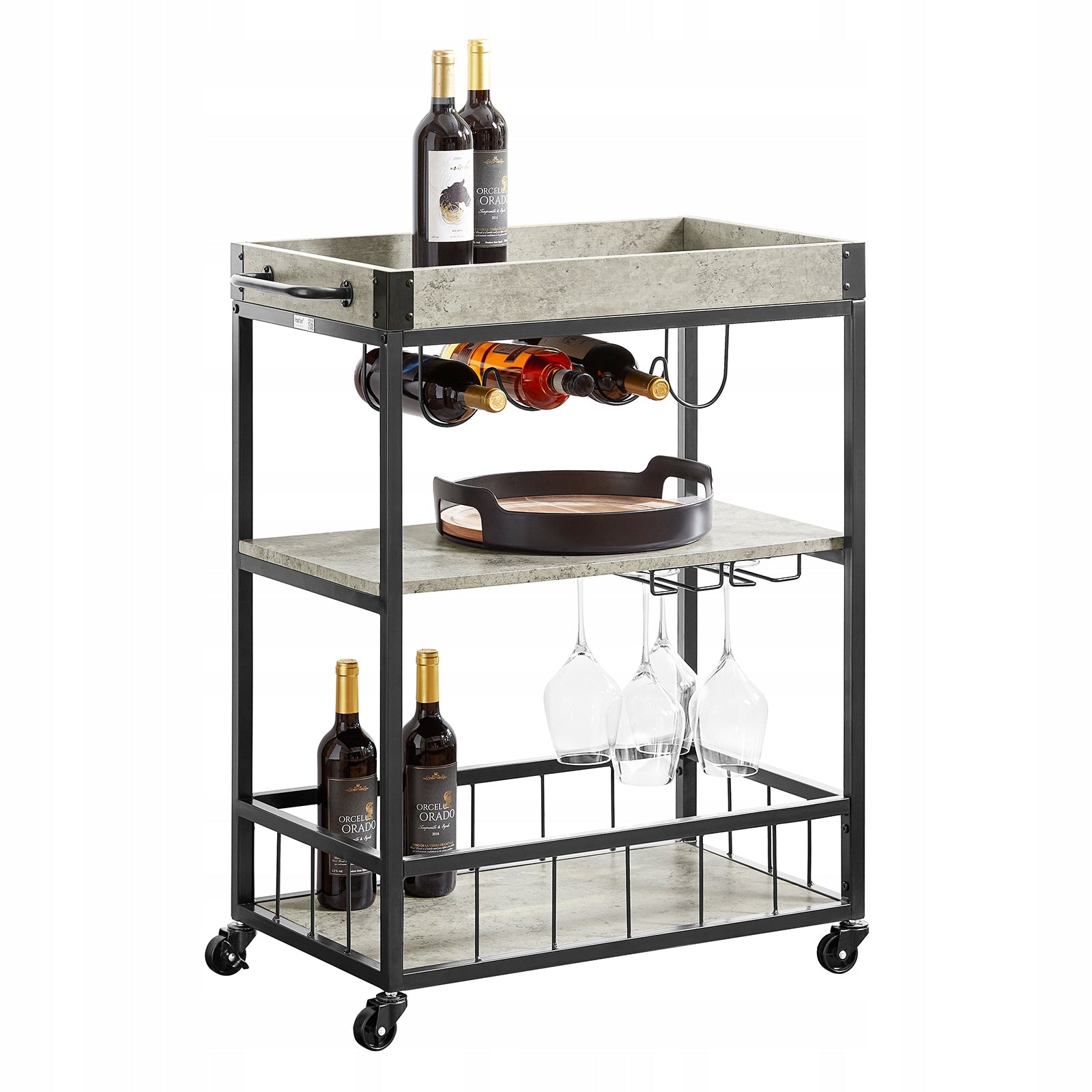 Küchenschrank auf Rollen SoBuy FKW56-HG, schwarz/grau 