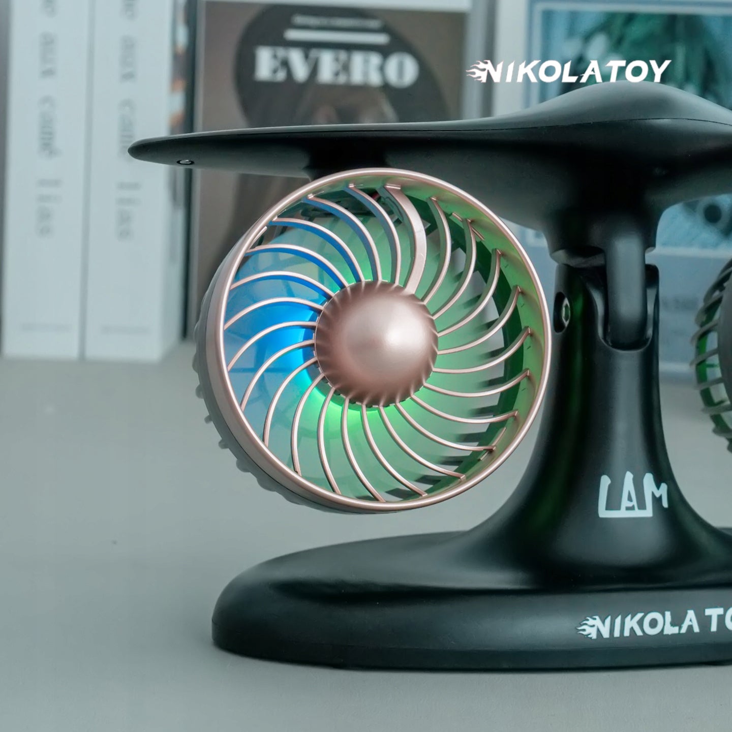 Model Turbine from Airplane Desk Fan, Backlit LED NikolaToy Fan type table