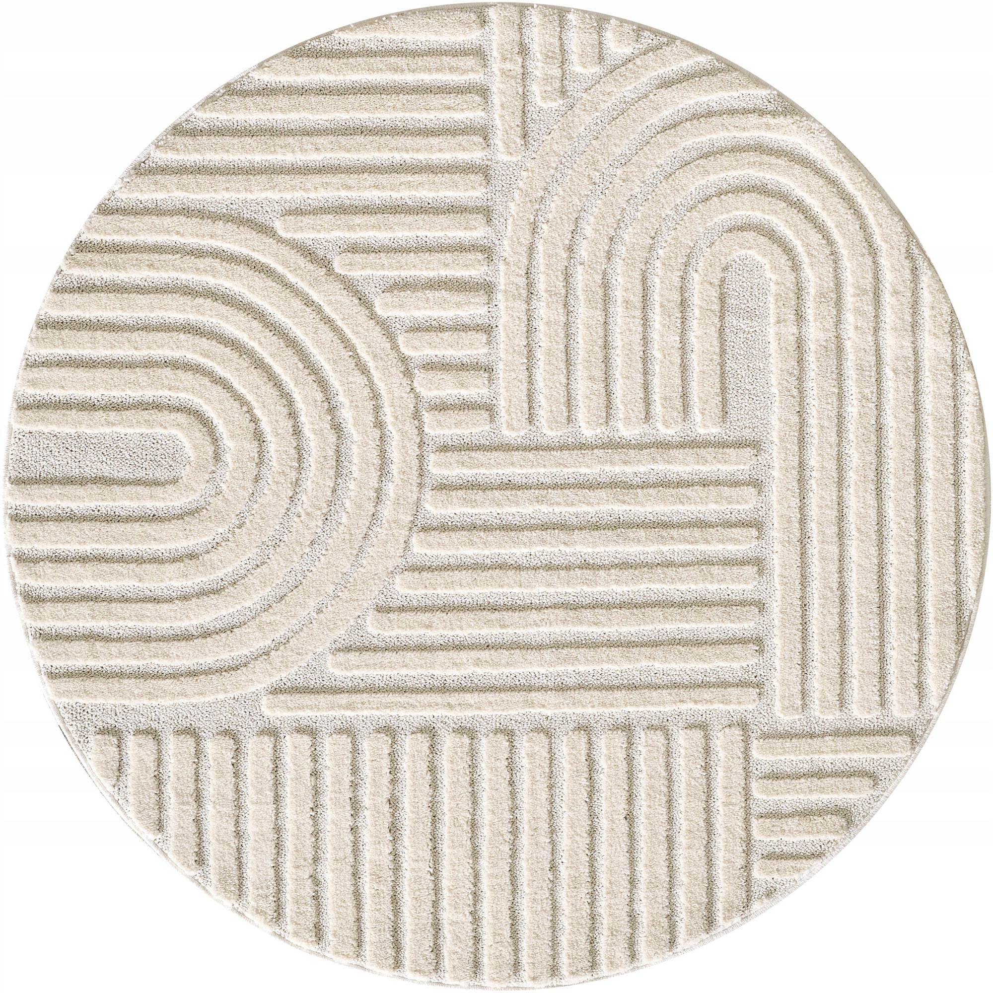 Modern 3D carpet, for living room cream certificate 200 cm x 200 cm circle
