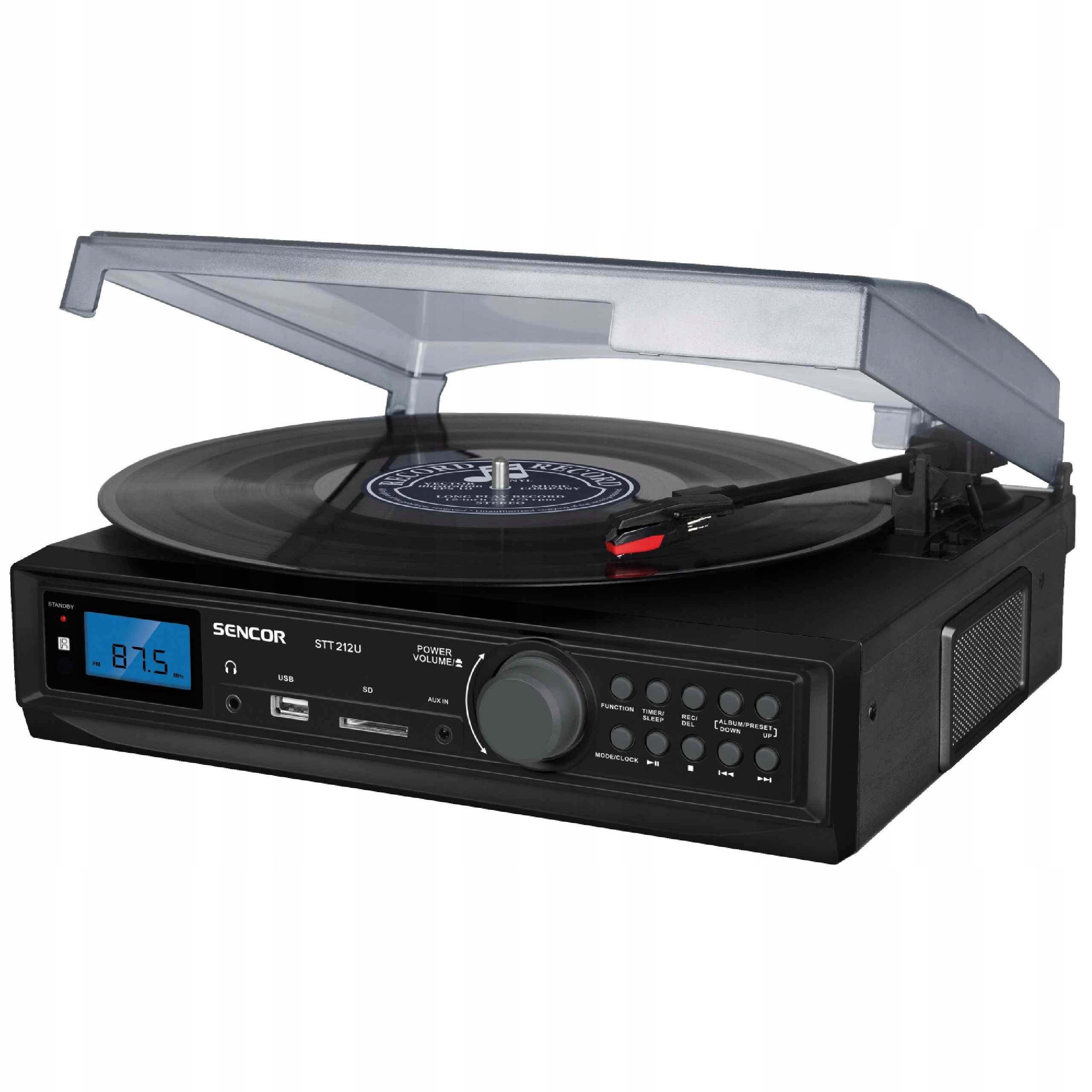 Modern Bluetooth digital turntable USB/SD/FM/BT 3 speed Sencor STT 212U