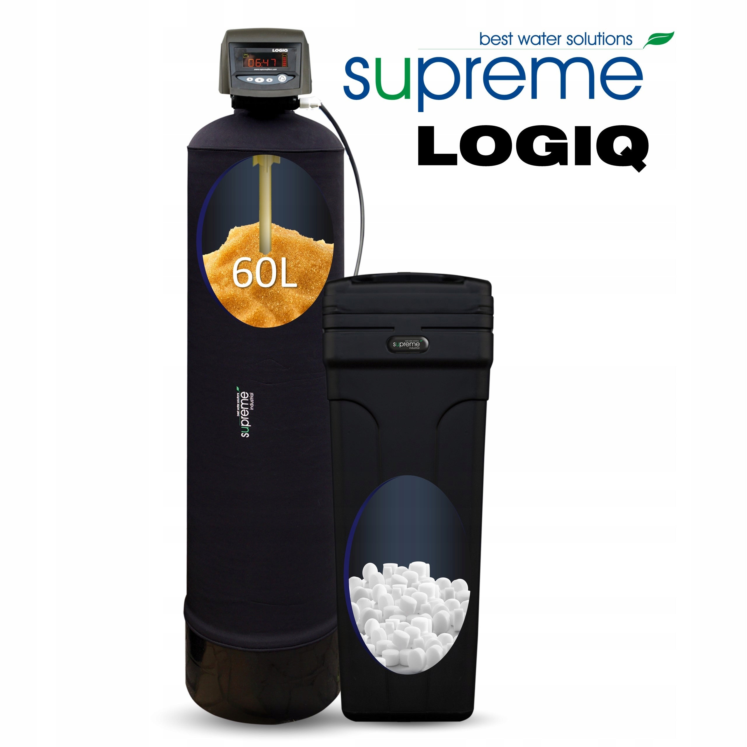Modern Large Hard Water Softener 60L Bed SUPREME LOGIQ 60D WODRO Packaging status original