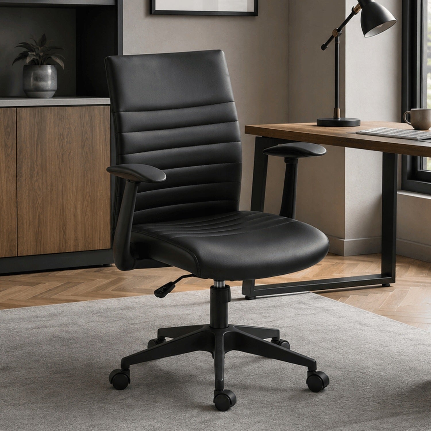 Modern Office Chair Rotating Cabinet for Computer Black ALISA Brand MONOVO
