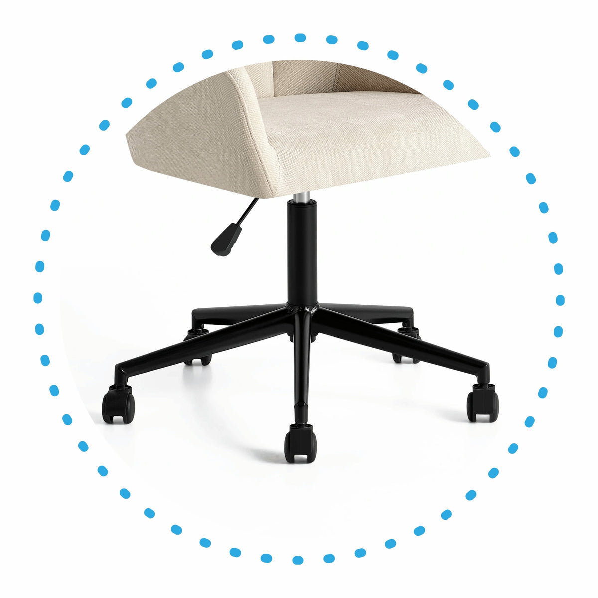Modern Office Chair Swivel For Desk Cream Beige Black BALOS Furniture depth 54.5 cm