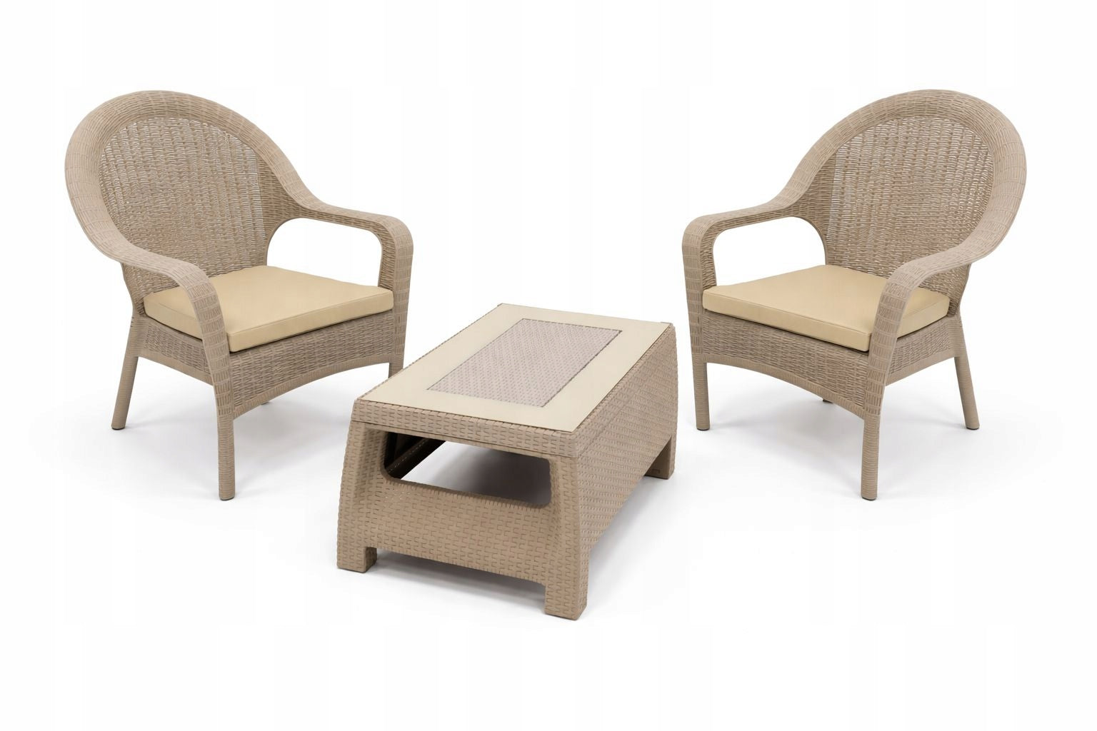 Modern Set Garden Armchairs+Coffee Table AURA Main material synthetic rattan