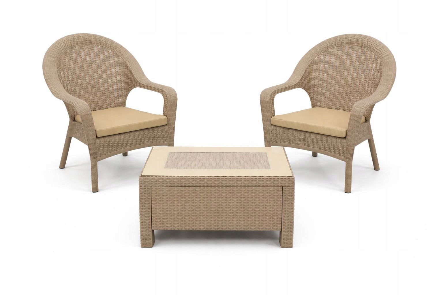 Modern Set Garden Armchairs+Coffee Table AURA Set contents armchair low coffee table