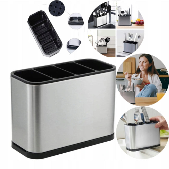Modern Stainless Steel Cutlery Drainer | Hygienic Utensil Organizer