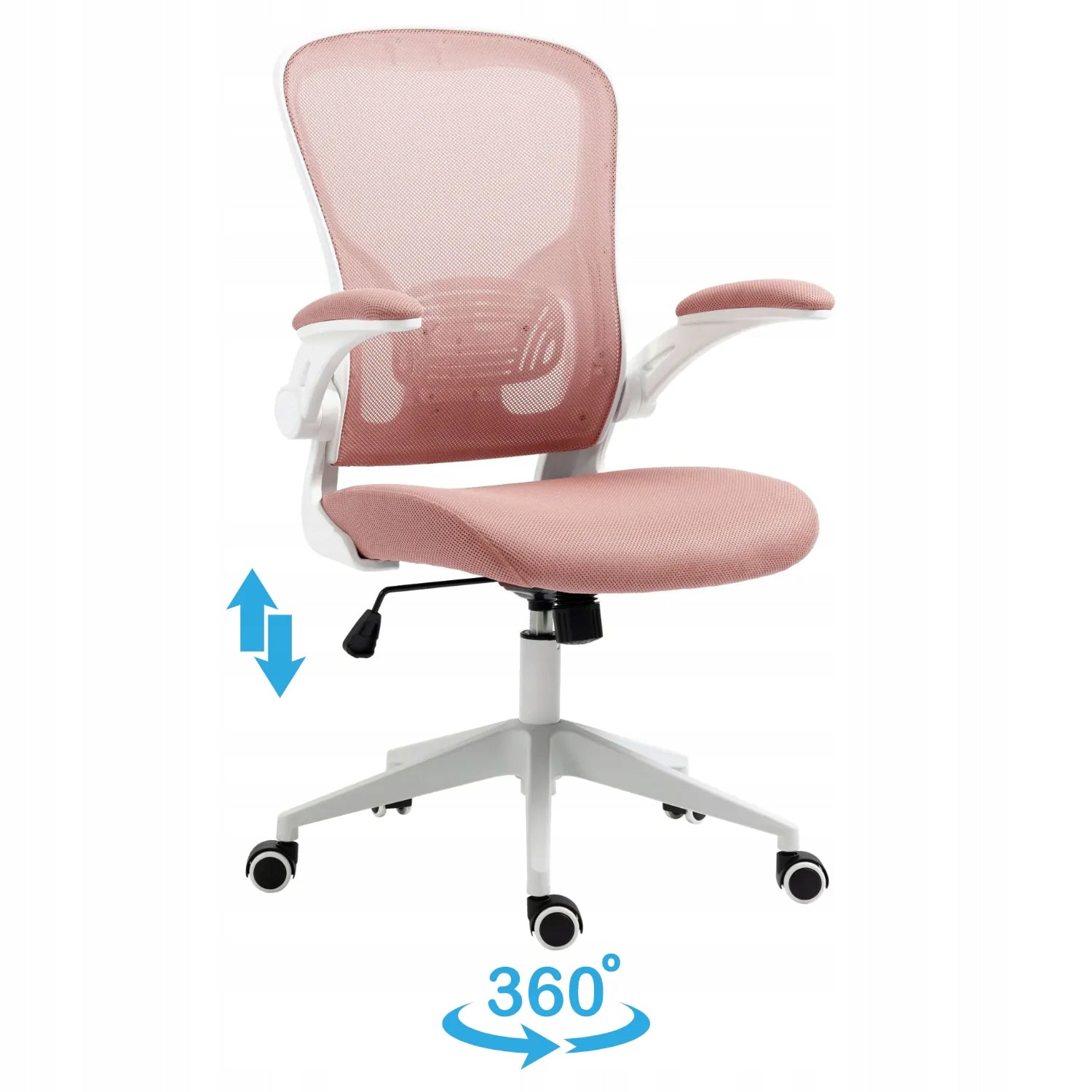 Modern Swivel Armchair with Mesh for Desk with Armrests Pink ABEL Brand MONOVO