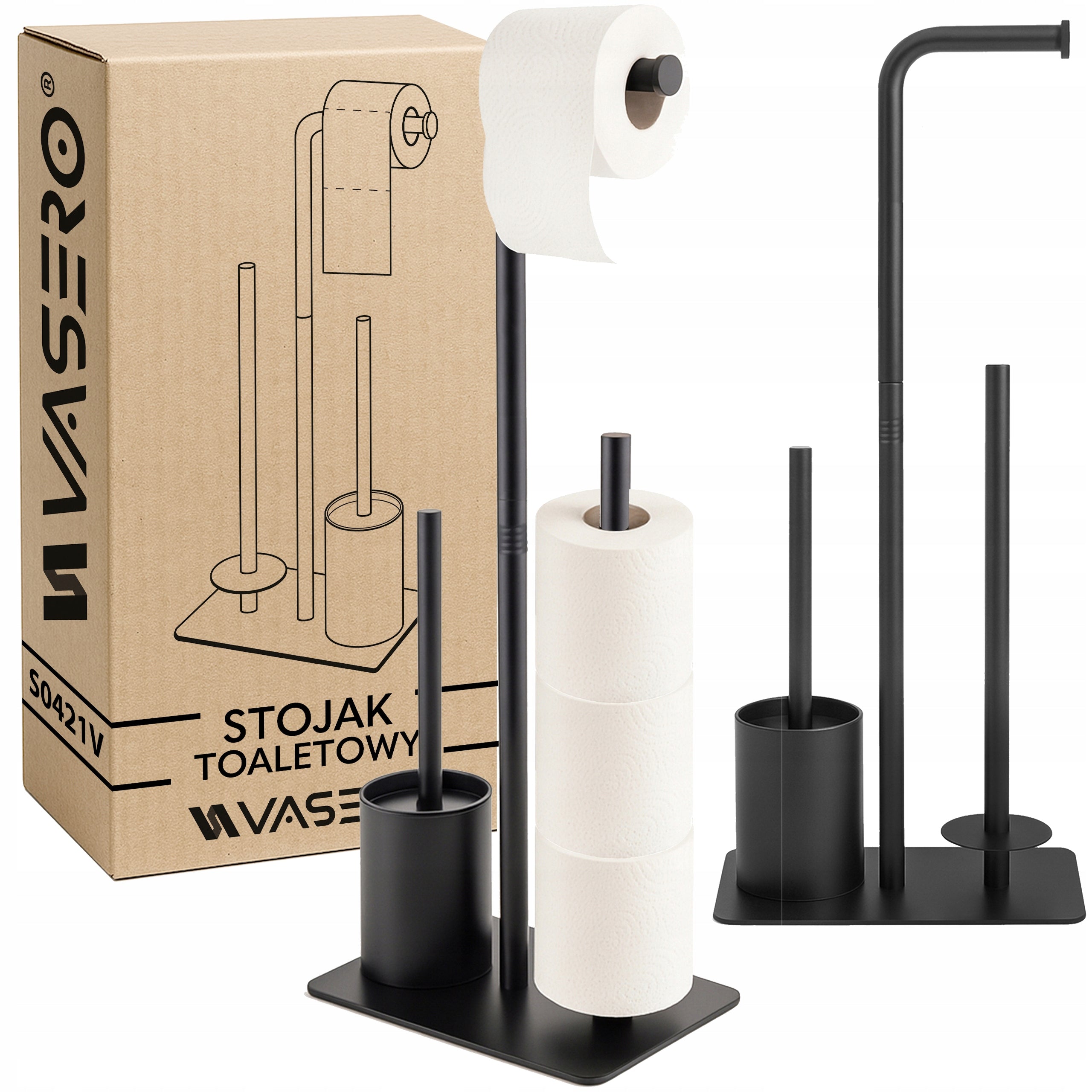 Modern VASERO Brush Stand Metal Toilet Paper Holder Toilet