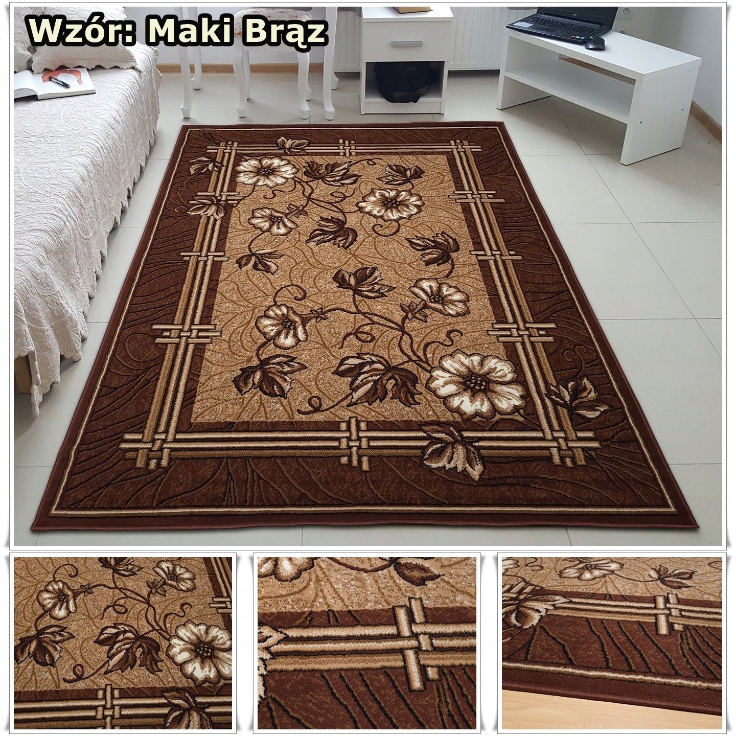 Modern Woven Carpet 200x300 2x3 Grey Brown Bordo Alfa BCF Shiraz Manufacturer code DYWAN ALFA BCF TKANY 200x300 SHIRAZ