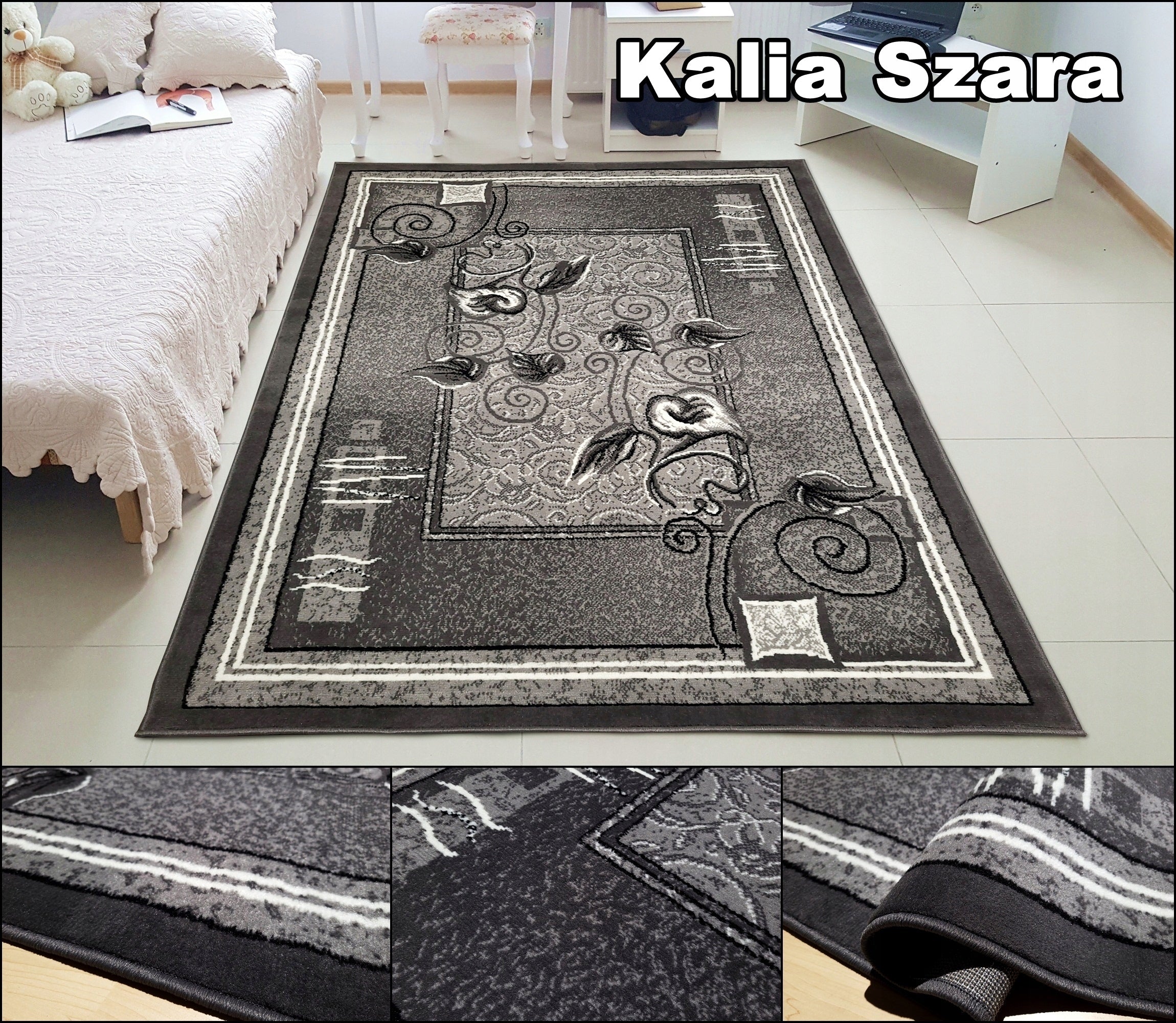 Modern Woven Carpet 220x300 ~2x3 Grey Brown Bordo Alfa BCF Shiraz Brand Hubert