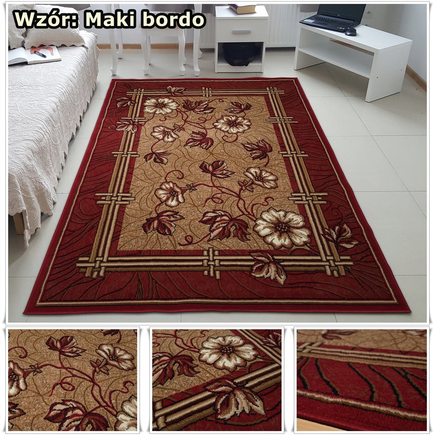 Modern Woven Carpet 300x400 Grey Brown Bordo Alfa BCF Shiraz HQ 3x4 Kind with short hair