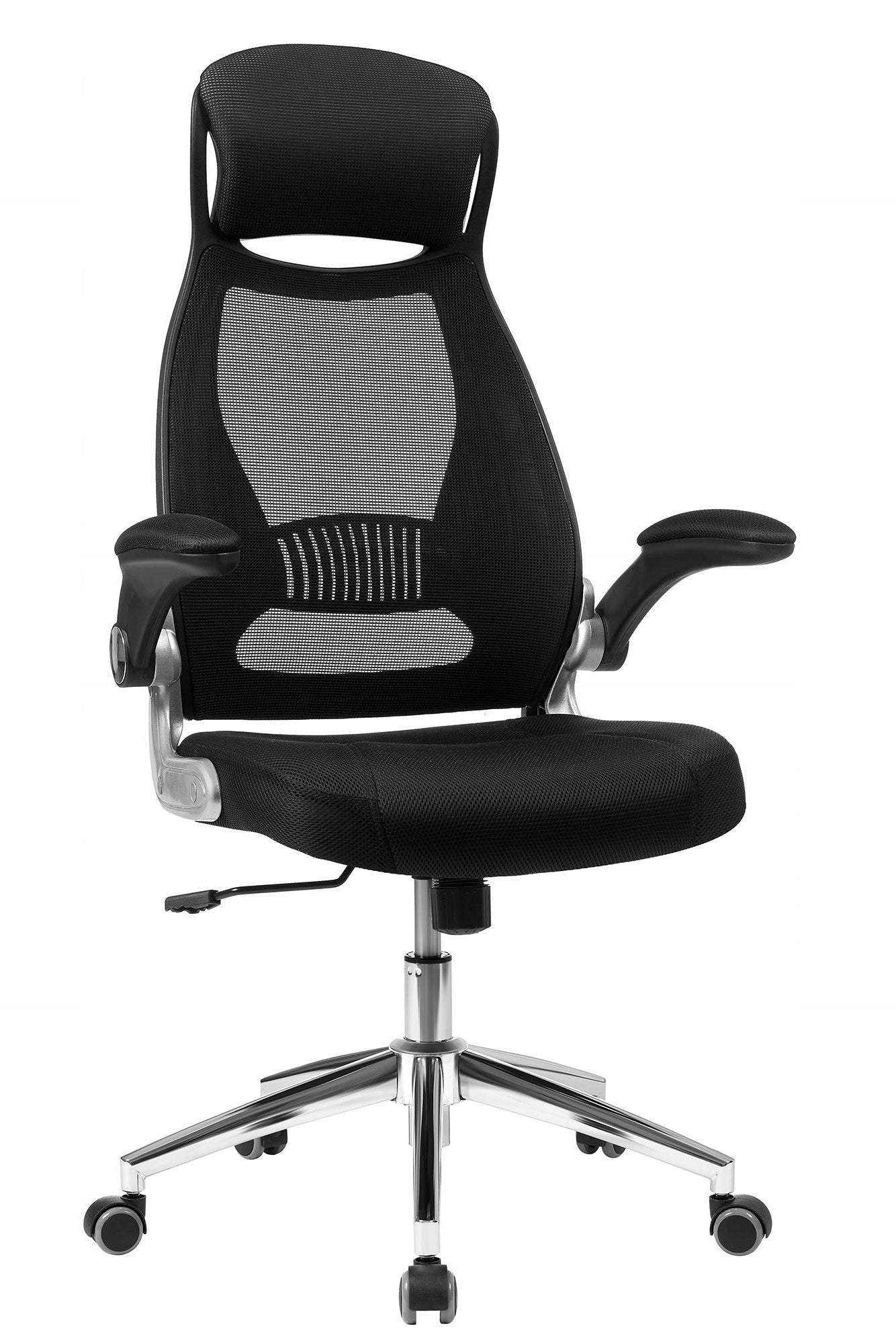 Modern black swivel office chair with ergonomic rocking function