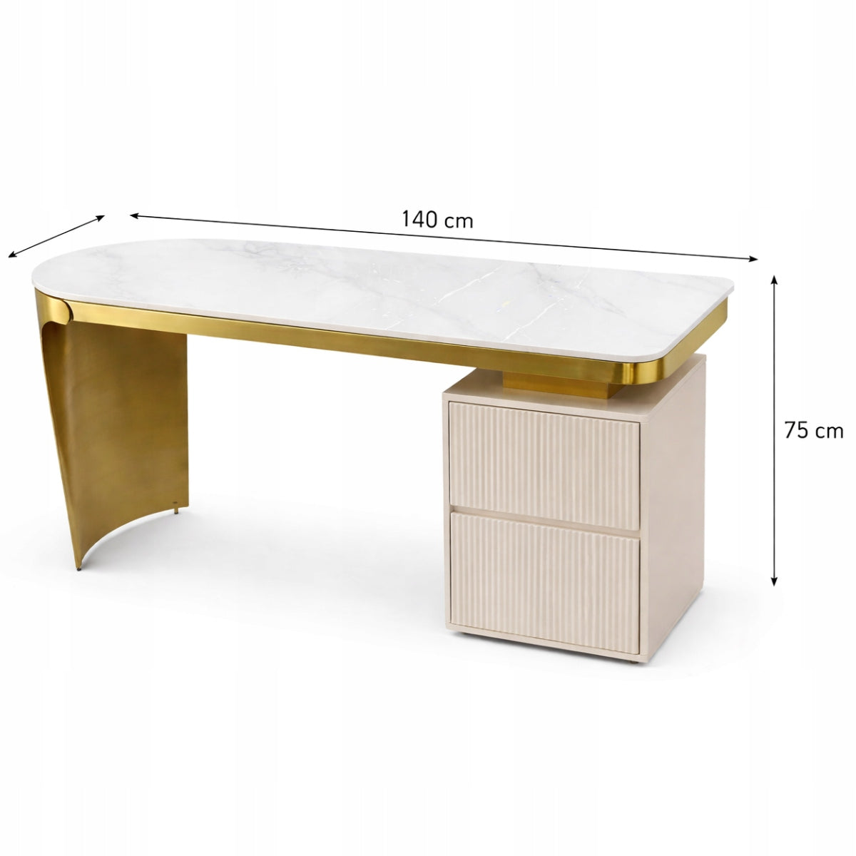Modern cashmere grooved desk with ceramic top 140x70x75 HIT Brand no brand