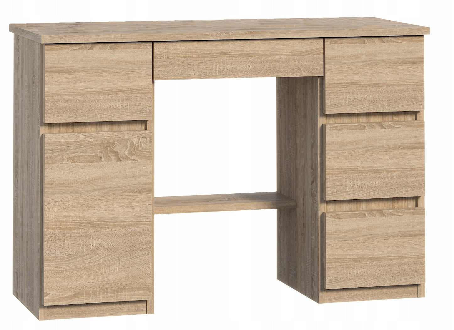 Modern desk OLIVIA SONOMA OAK with 5 drawers and cabinet, functional