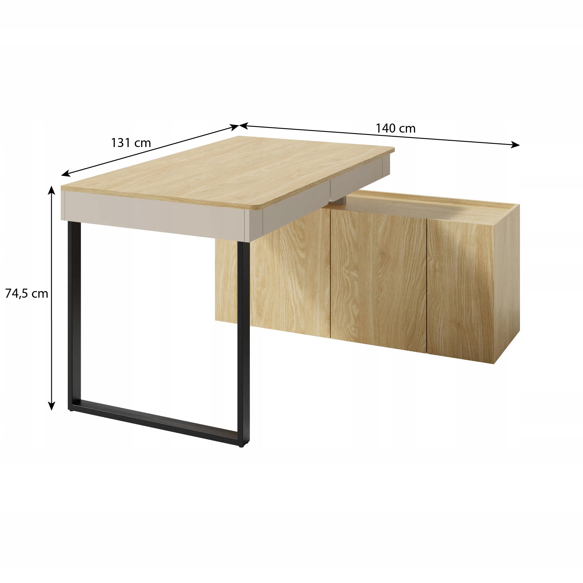 Modern desk with chest of drawers LICO Beige sand computer desk Manufacturer code 5908451117979