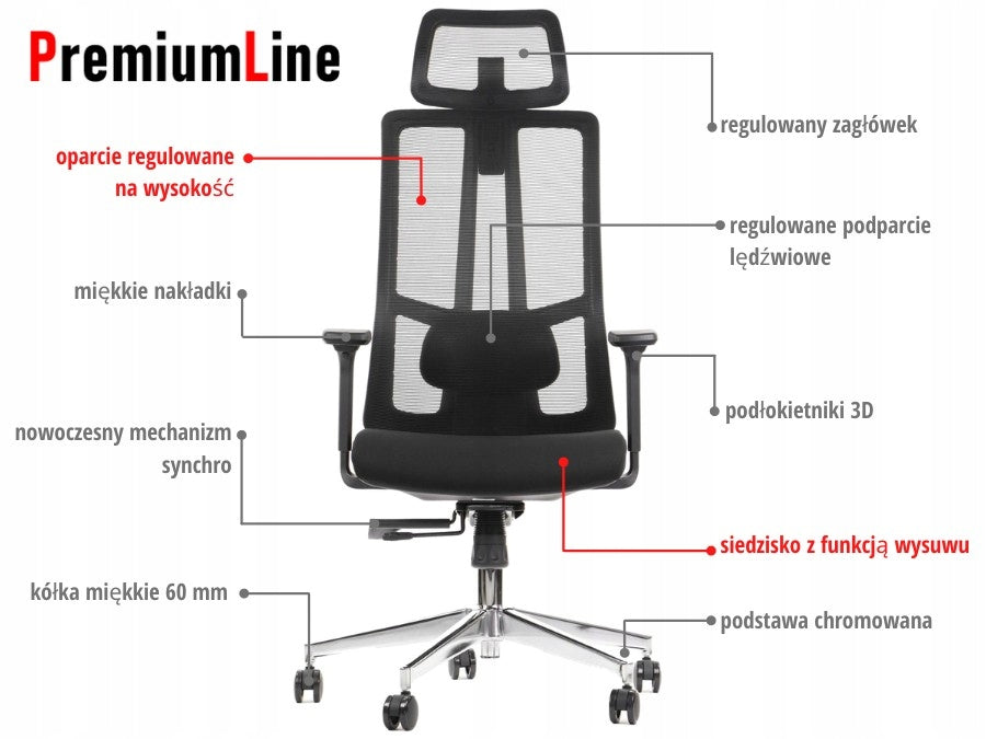 Modern swivel office chair, ergonomic chair AKCENT black Stema Packaging status original