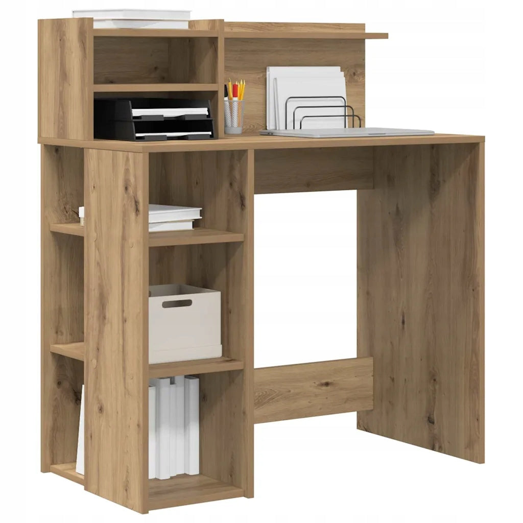 Modern writing desk with shelves in artisan oak Brand VidaXL