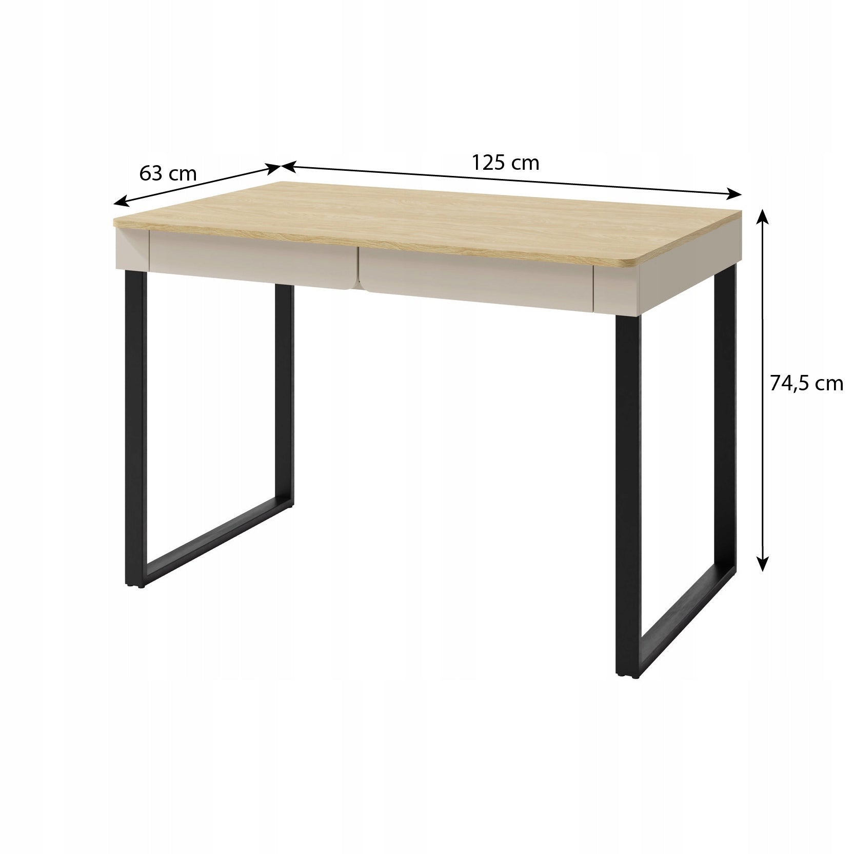 Modern youth desk LICO Beige sand 2 DRAWERS tabletop 125 cm Manufacturer code 5908451117986