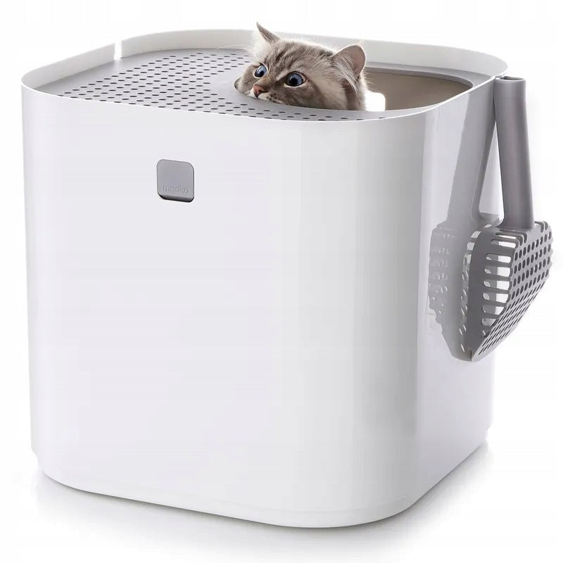 Modkat cat litter box, white, dimensions: 40 x 40 x 38 cm.