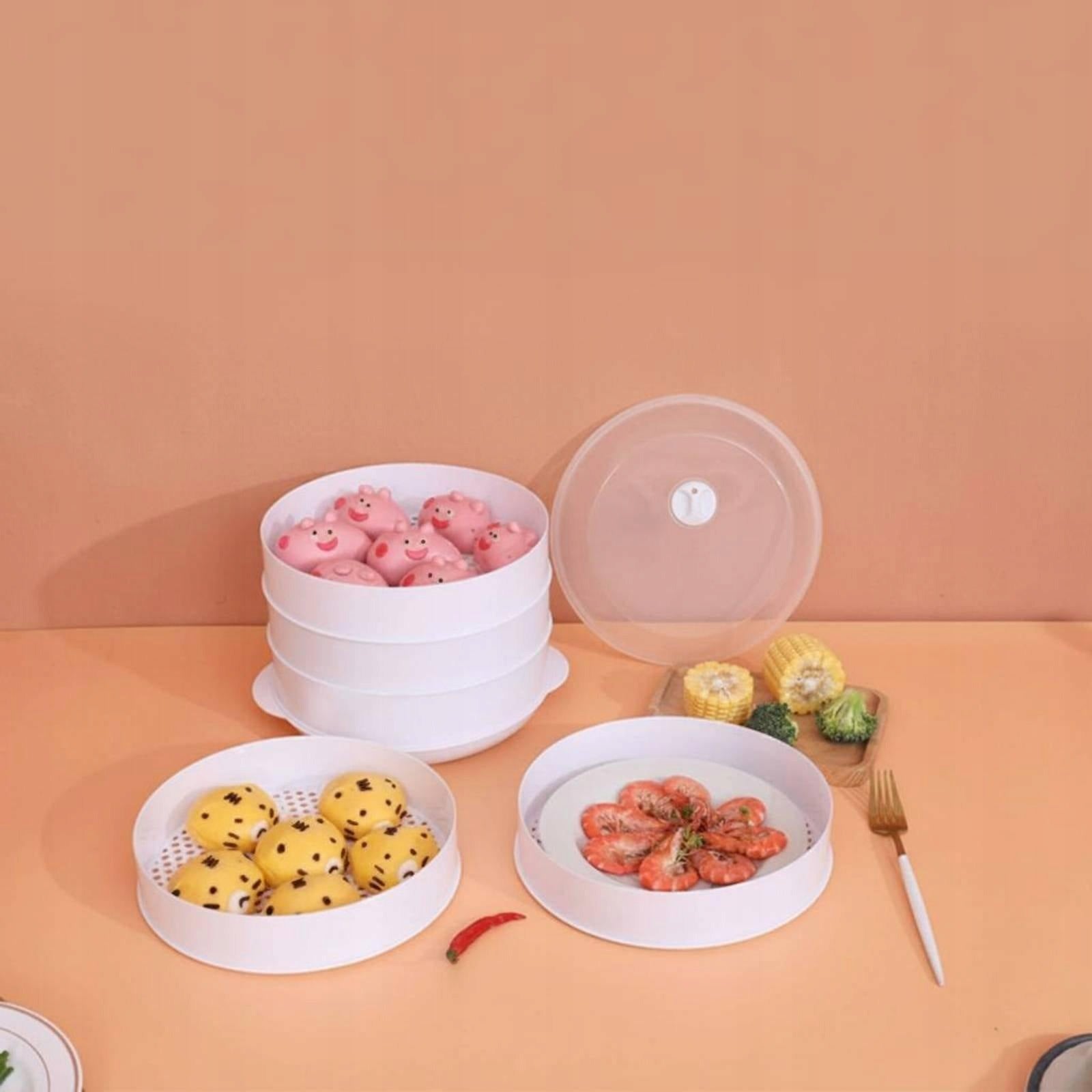 Modular Microwave Steamer Adjustable Vent Hole Steaming Basket L 2 Layer Packaging status original