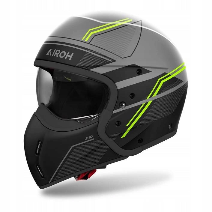 Modular helmet AIROH J110 SLIM YELLOW MATT yellow fluo grey black FREEBIES