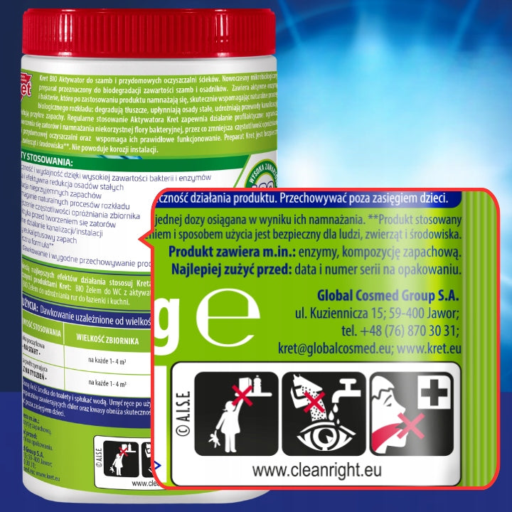 Mole Activator Bacteria for Septic Tank and Household Treatment Plant Fats 1kg Manufacturer Global cosmed group