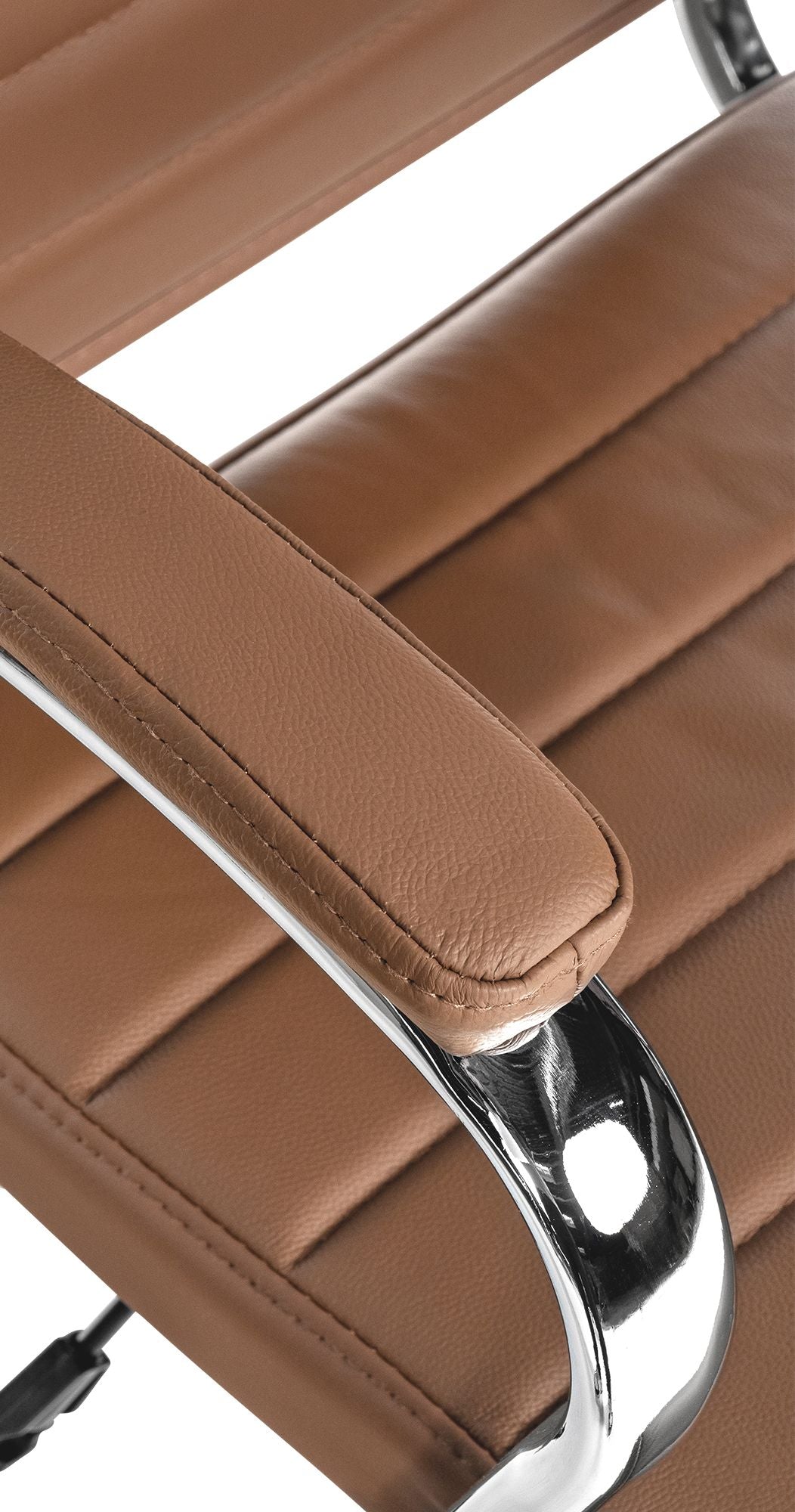 Mollis Genuine Leather Office Chair in Light Brown Furniture depth 61 cm