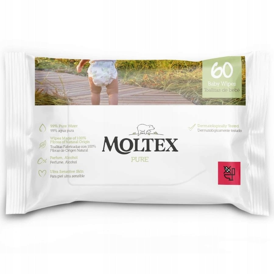 Moltex Pure Water Based Wet Wipes (60 Pack)
