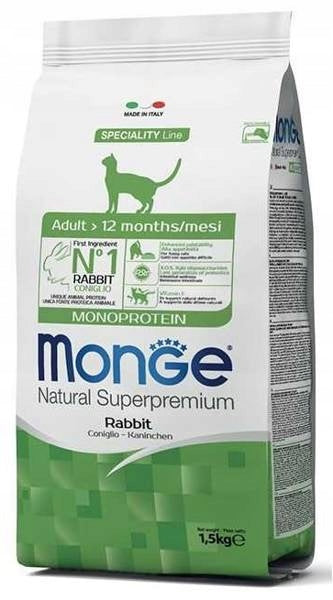 Monge Cat Adult Monoprotein with Rabbit 1,5kg Brand Monge