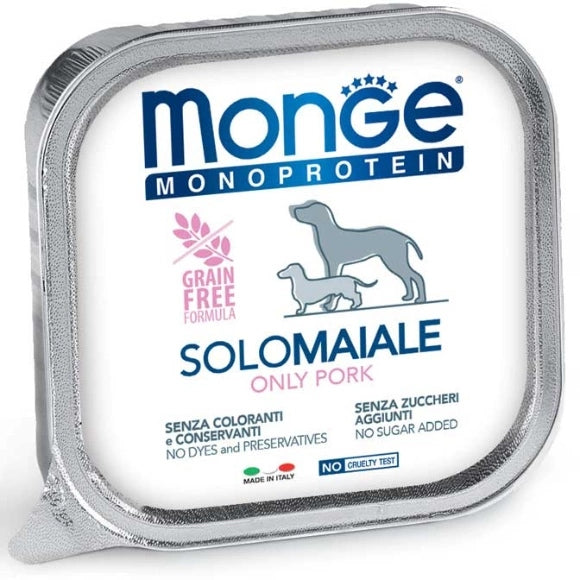 Monge Dog Solo Pork Wet Dog Food 150g Packaging status original