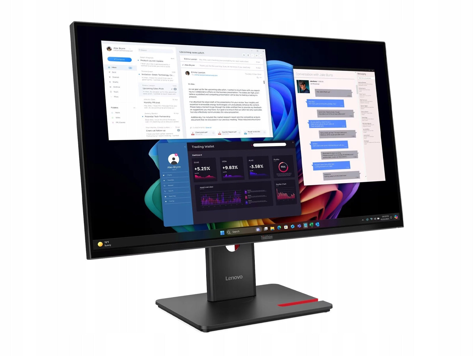 Monitor Lenovo ThinkVision T27ud-40 27"/4K IPS/60 Hz/HDMI/DP/RJ45/CAM/PIVOT Packaging status original
