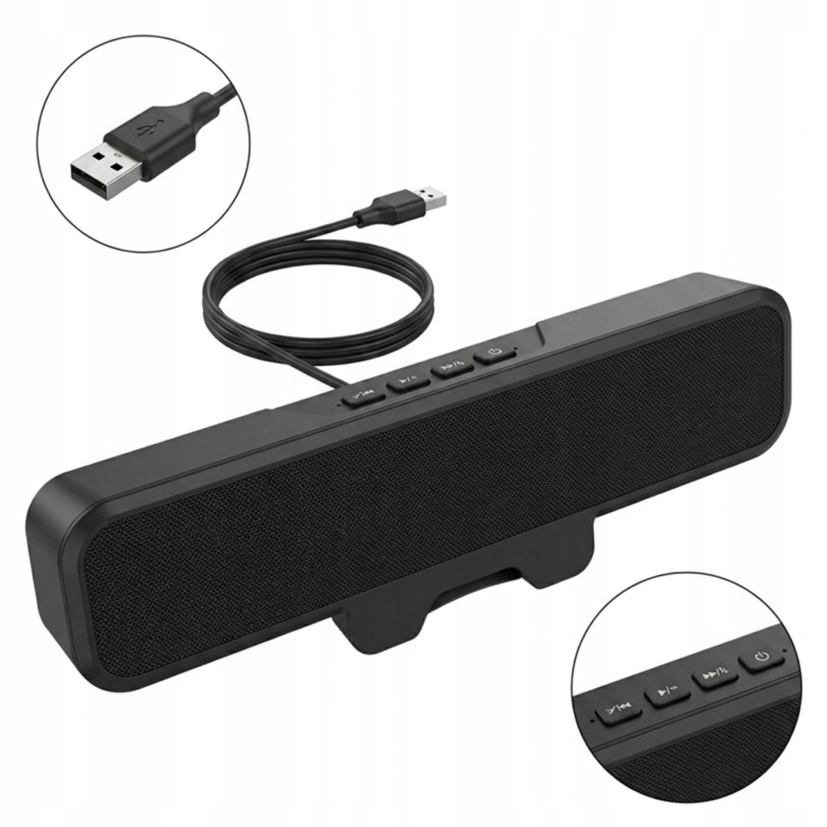 Monitor Speaker Soundbar PC Laptop 10W USB A/C Plug&Play Portable