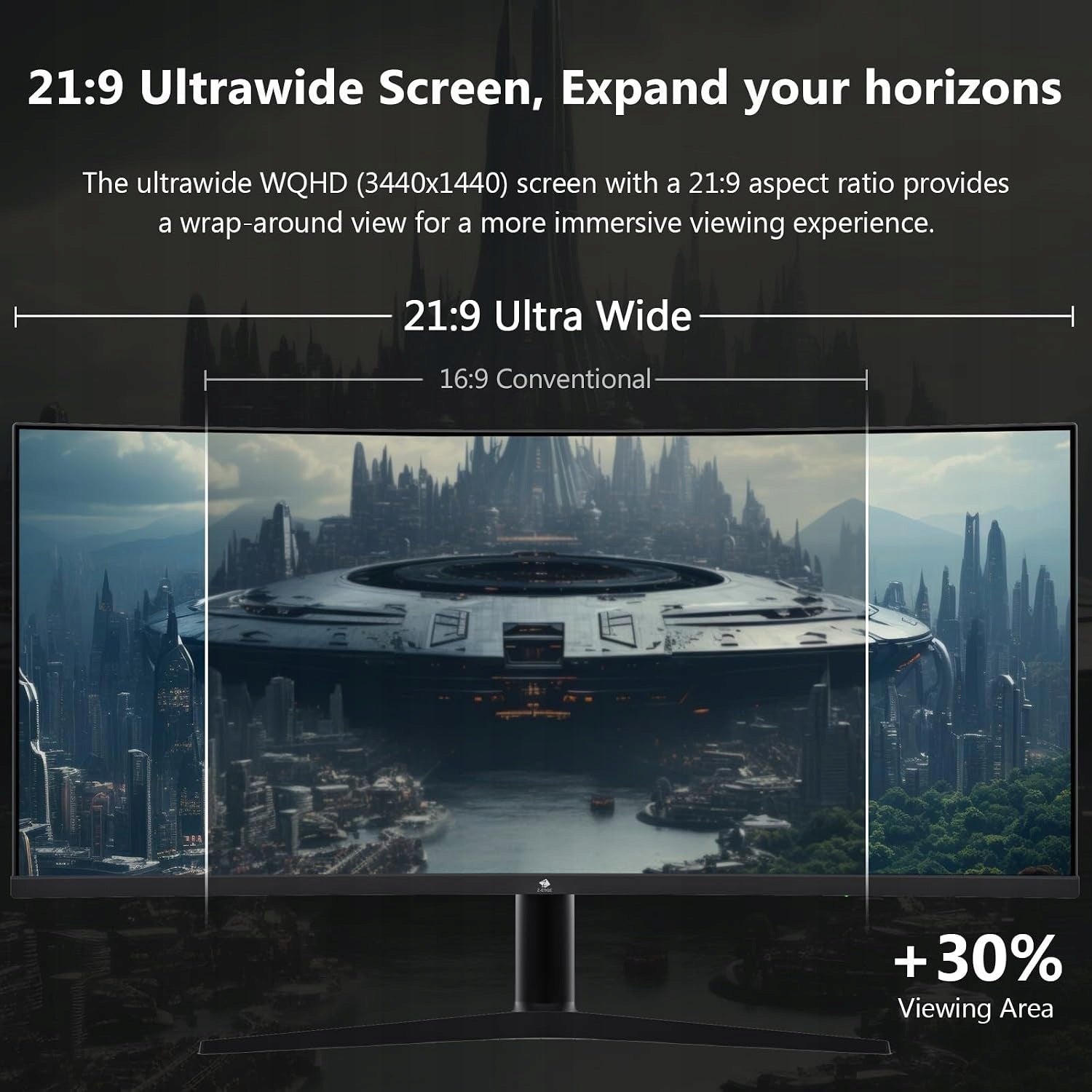 Monitor Z-Edge 34 inches Curved 3440x1440 165Hz 1ms IPS G-Sync 21:9 Model UG34I