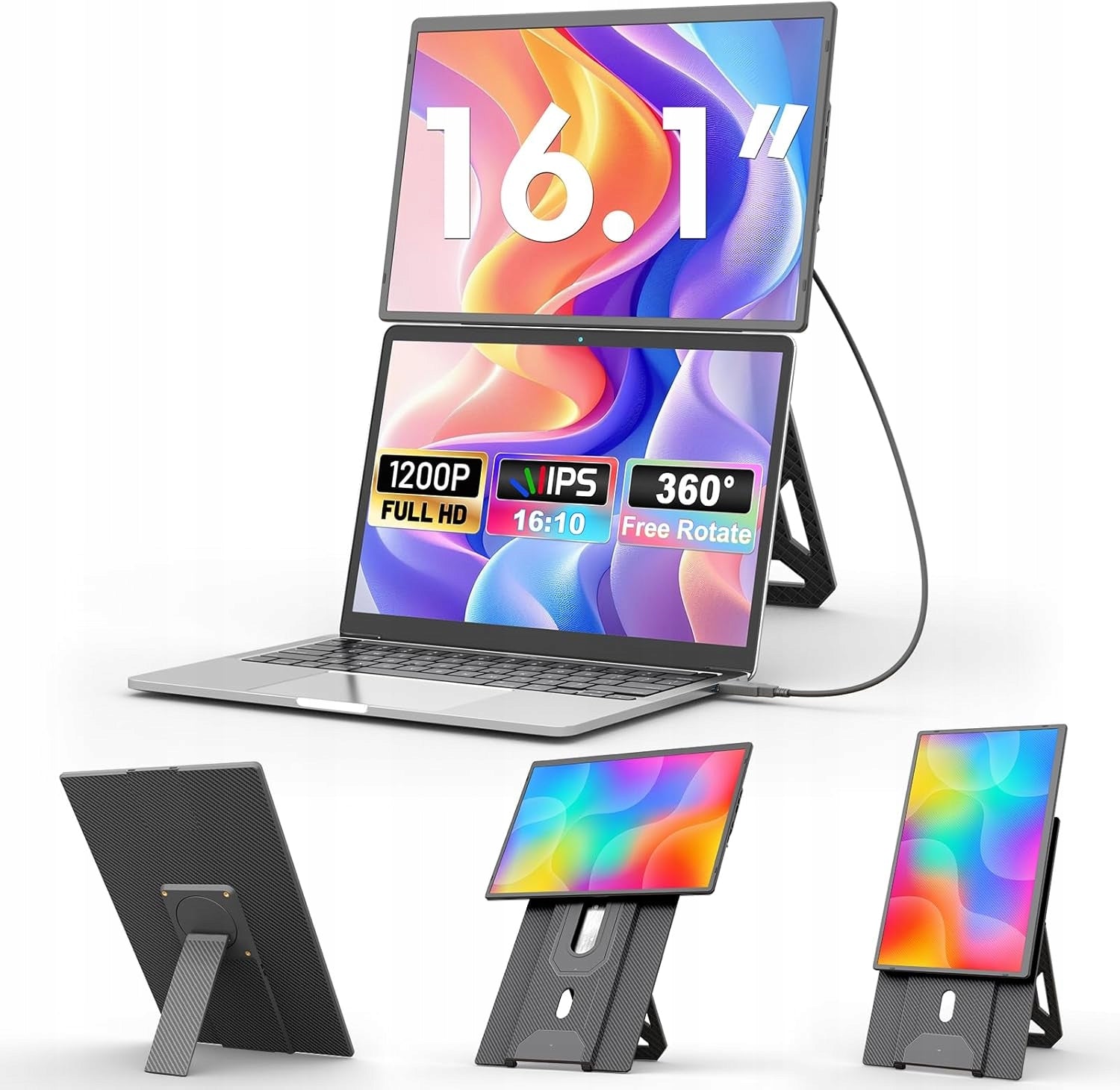 Monitor przenośny 16.1" IPS USB-C VESA do laptopa MacBook Windows