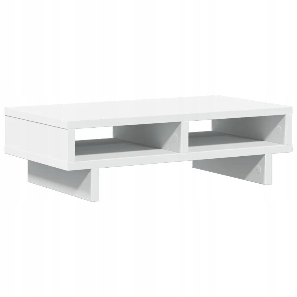 Monitor stand with compartments, white, 50 x 27 x 15 cm, wood-based