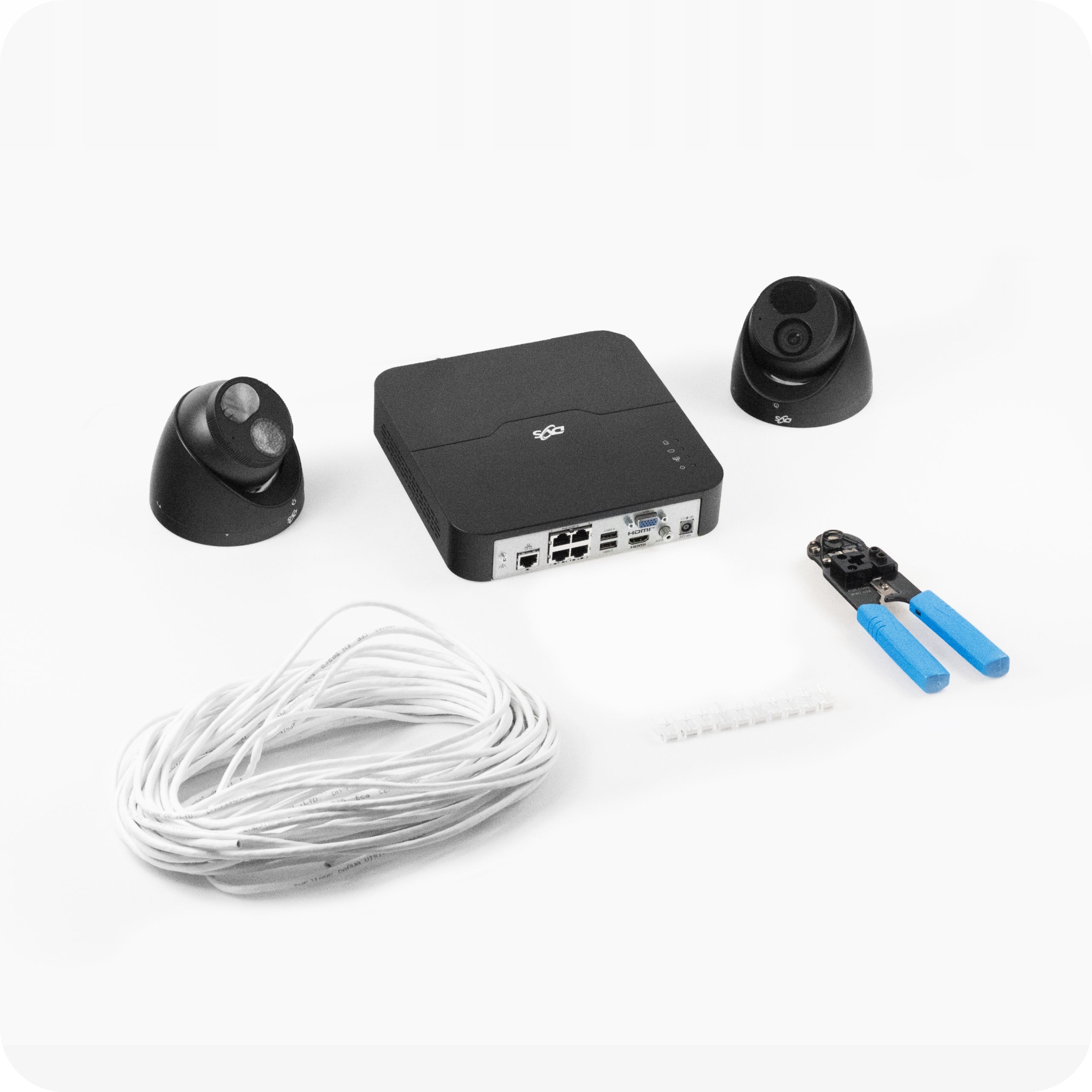Monitoring kit 2 dome cameras black IP PoE 5Mpx microphone garden DVS Manufacturer code DVS-NVR0401-U8-PoE+2xDVS-MP5028UDS-IPDVS