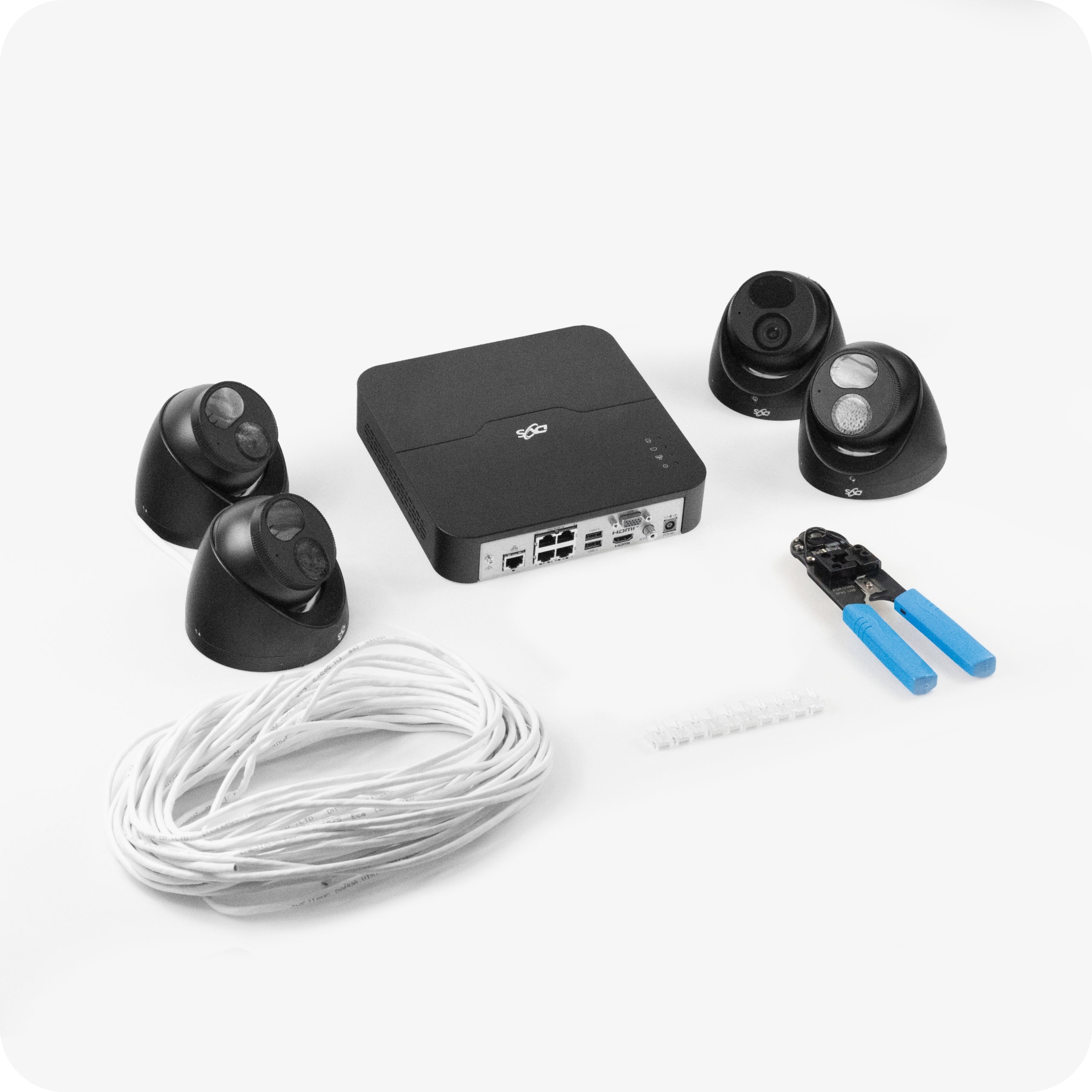 Monitoring kit 4 dome cameras black IP PoE 5Mpx house plot DVS Packaging status original