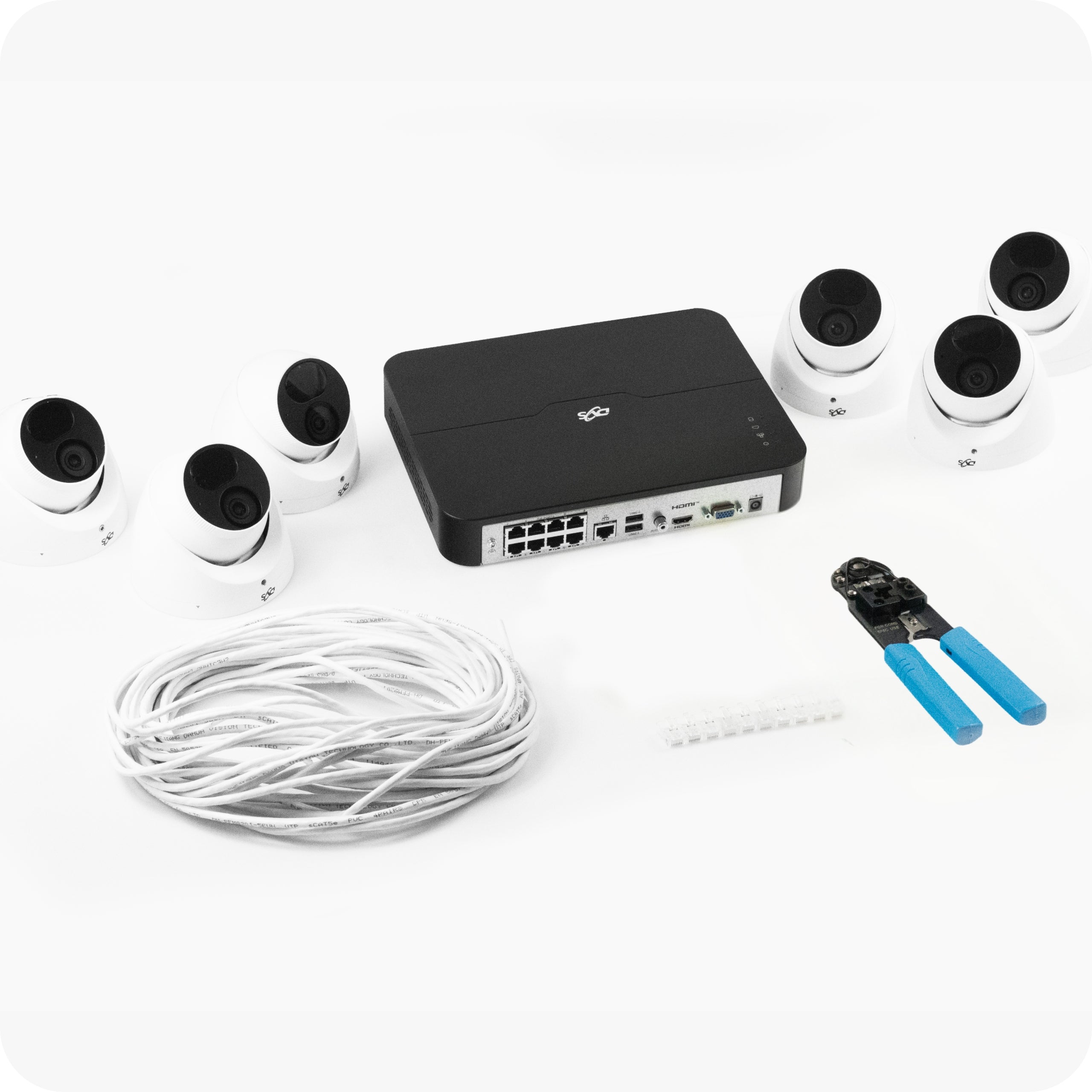 Monitoring kit 6 dome cameras IP PoE 5Mpx man vehicle house DVS Packaging status original