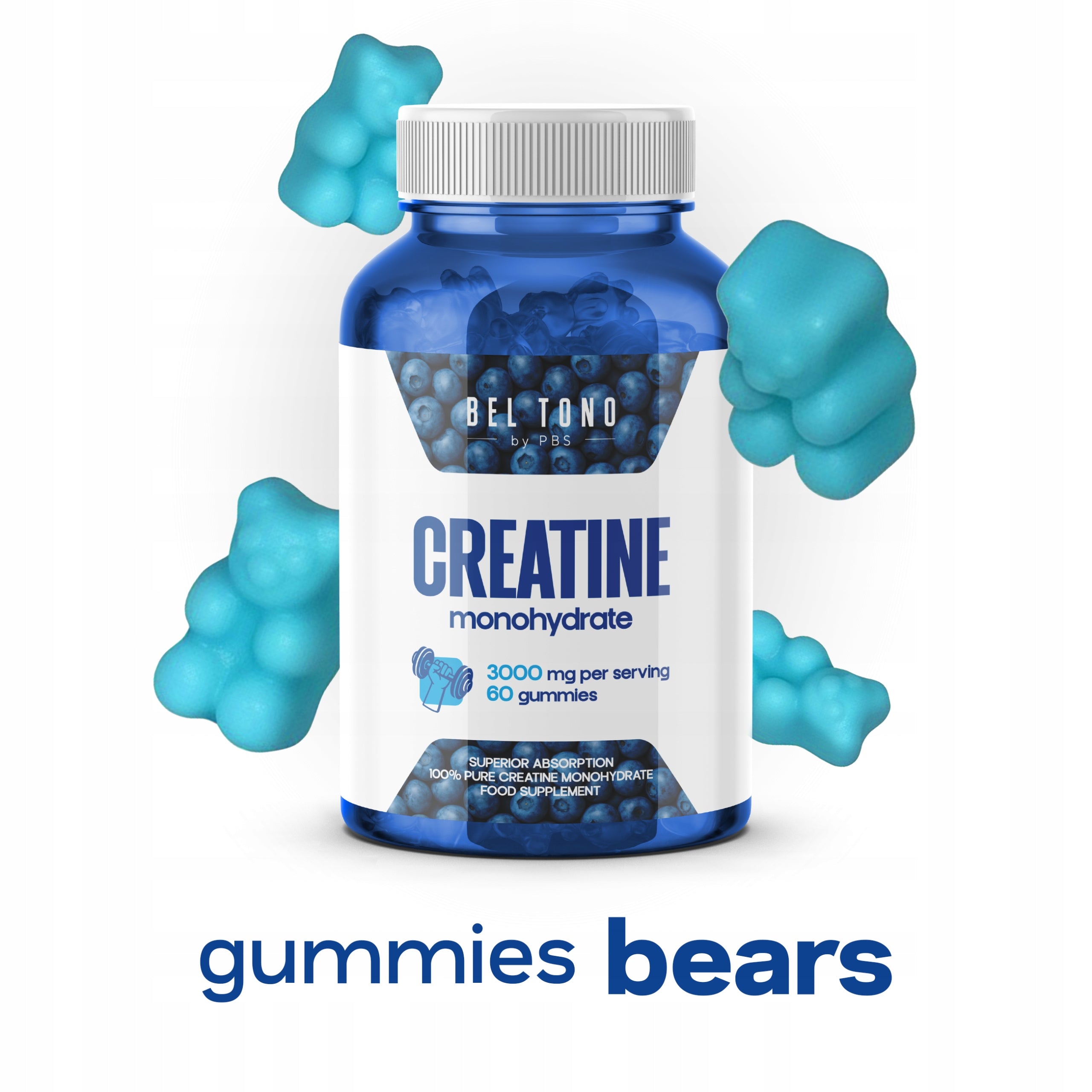 Monohydrat Kreatyny Bel Tono 3000 mg, 60 Gummies (Blueberry)