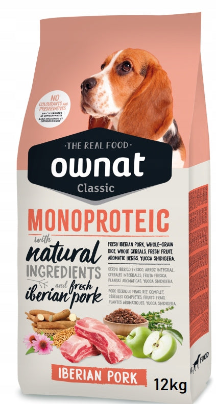 Monoprotein Dry Food Ownat Iberian Pork 12kg Rich in Pork