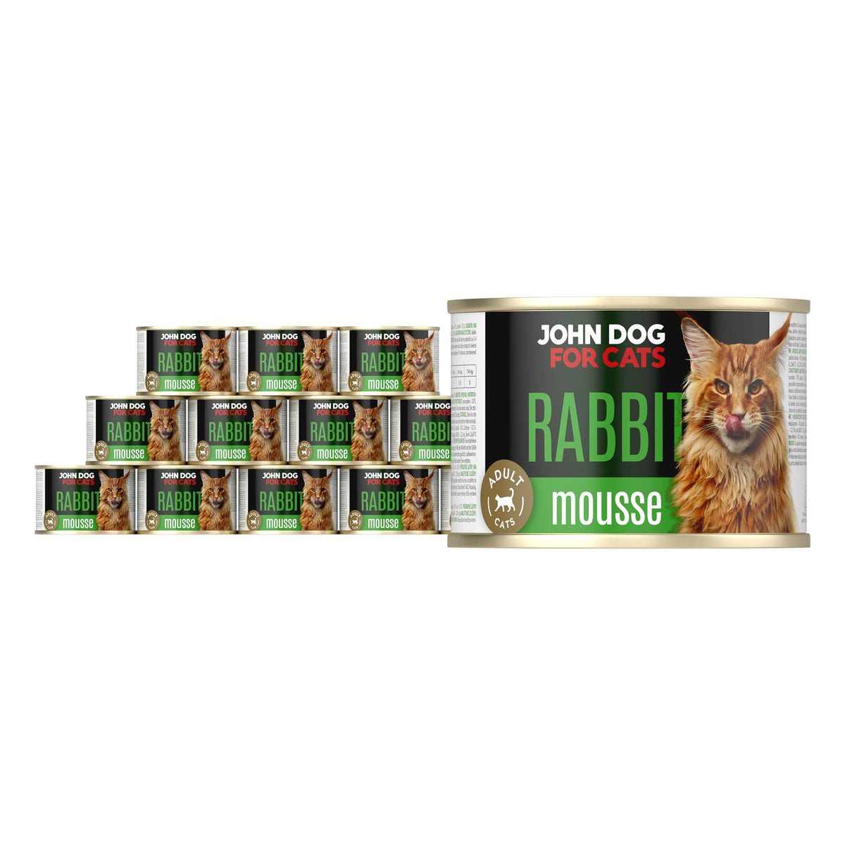 Monoprotein Wet Cat Food Rabbit Mousse 12x200g John Dog for Cats