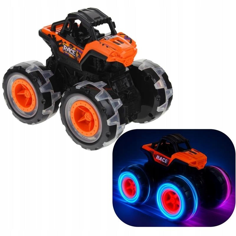 Monster Truck Off-Road Car Jeep Auto Off Road Sound Light - Pomarań