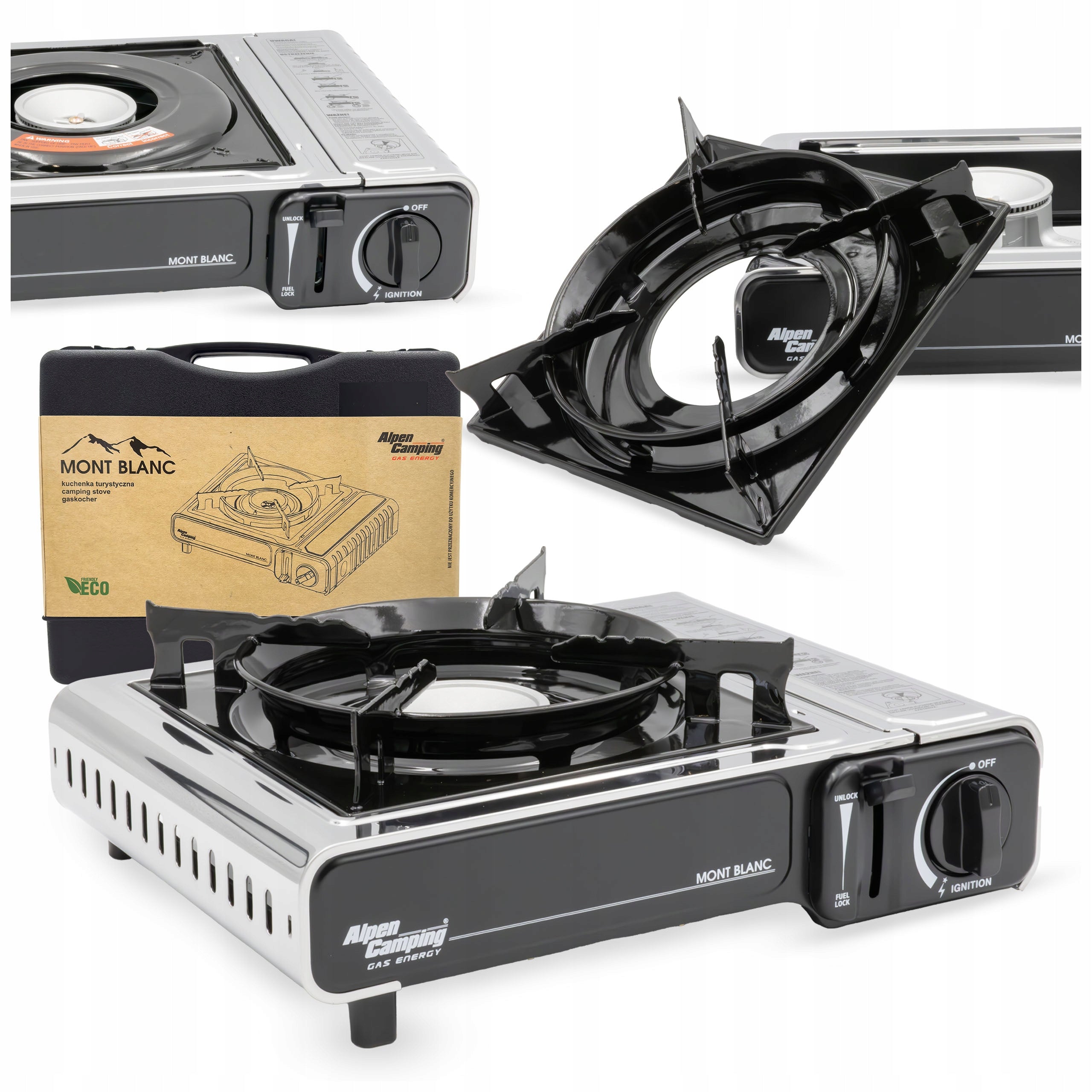 MontBlanc Portable Tourist Gas Cartridge Stove PULL-OUT GRATE