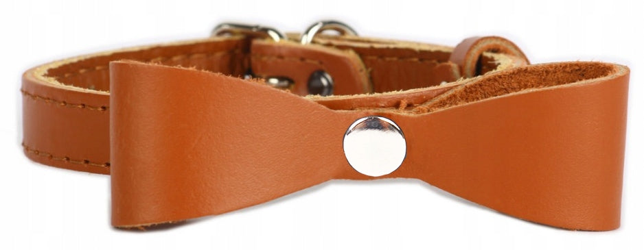 Moon Style - Leather collar with bow 14mm / 34cm