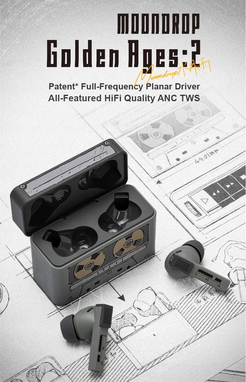 Moondrop Golden Ages 2 Hi-Fi Headphones ANC TWS 3D LDAC Surround Sound Manufacturer code goldenages2