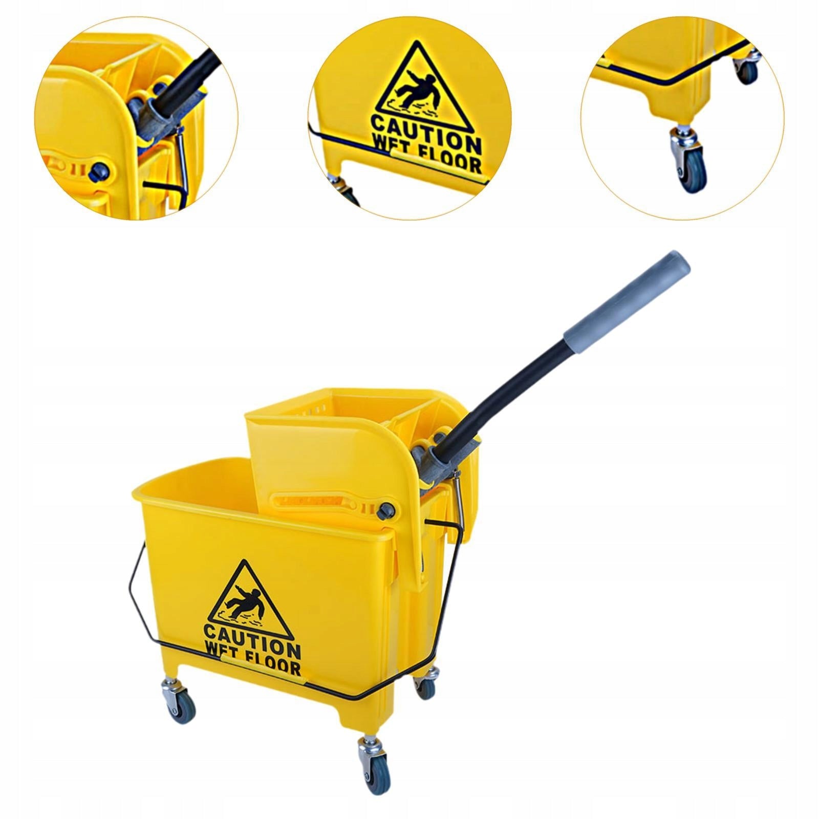 Mop Bucket on Wheels Side Press Lightweight Sturdy Ergonomic PP Material Brand no brand